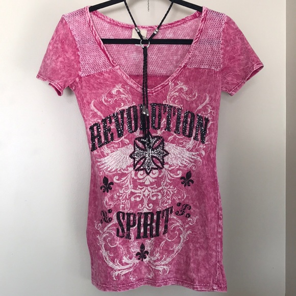 Daytrip Tops - Sold Daytrip Buckle rhinestone cross top